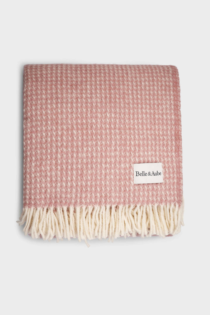 Belle & Aube Grand Waffle blanket neatly folded in Rosewater, photographed flat lay to highlight premium texture