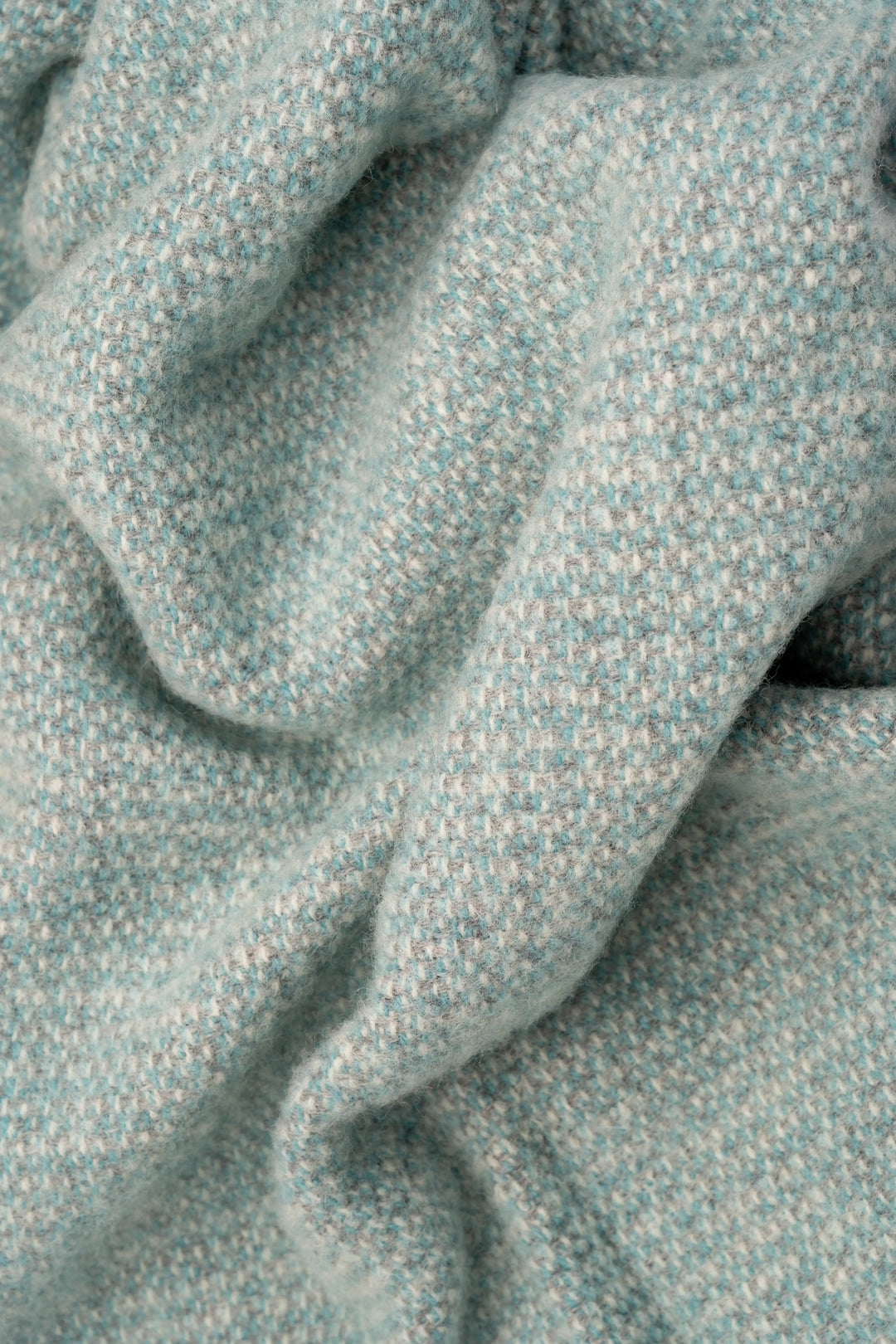 Belle & Aube Bamford Wool blanket in Seafoam, photographed close-up to reveal subtle texture and craftsmanship